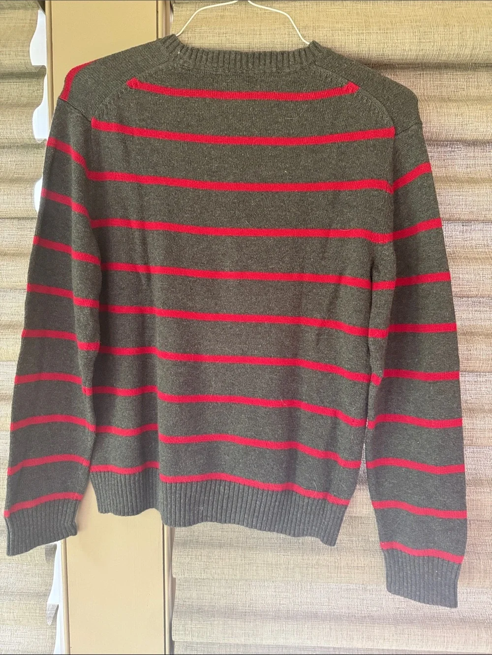 GAP Charcoal Gray Sweater with Red Stripes